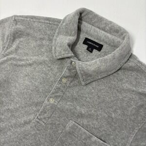 J Crew Jeans Mens Terry Cloth Polo Shirt Size M Gray Chest Pocket Toweling Soft